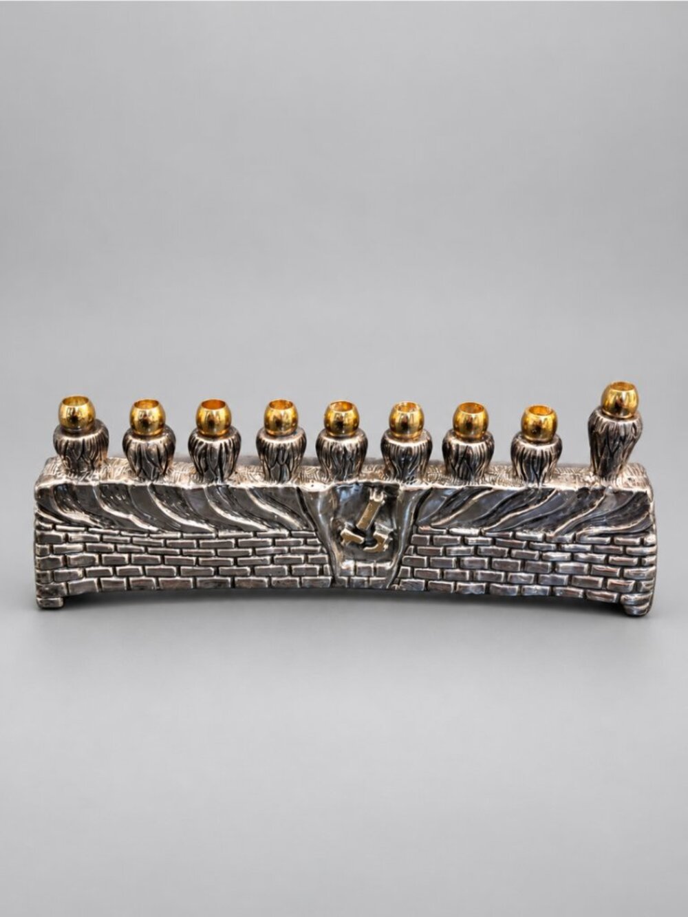 Vintage Sterling Silver 925 Hanukkah Menorah Bar Ilan Judaica Weighted 10"